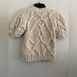 Ulla Johnson Sweater Cable Knit Puff Sleeve Cream Size S